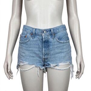 Levi's Premium 501 Original Cut Off Shorts Distressed Light Wash Women's W29